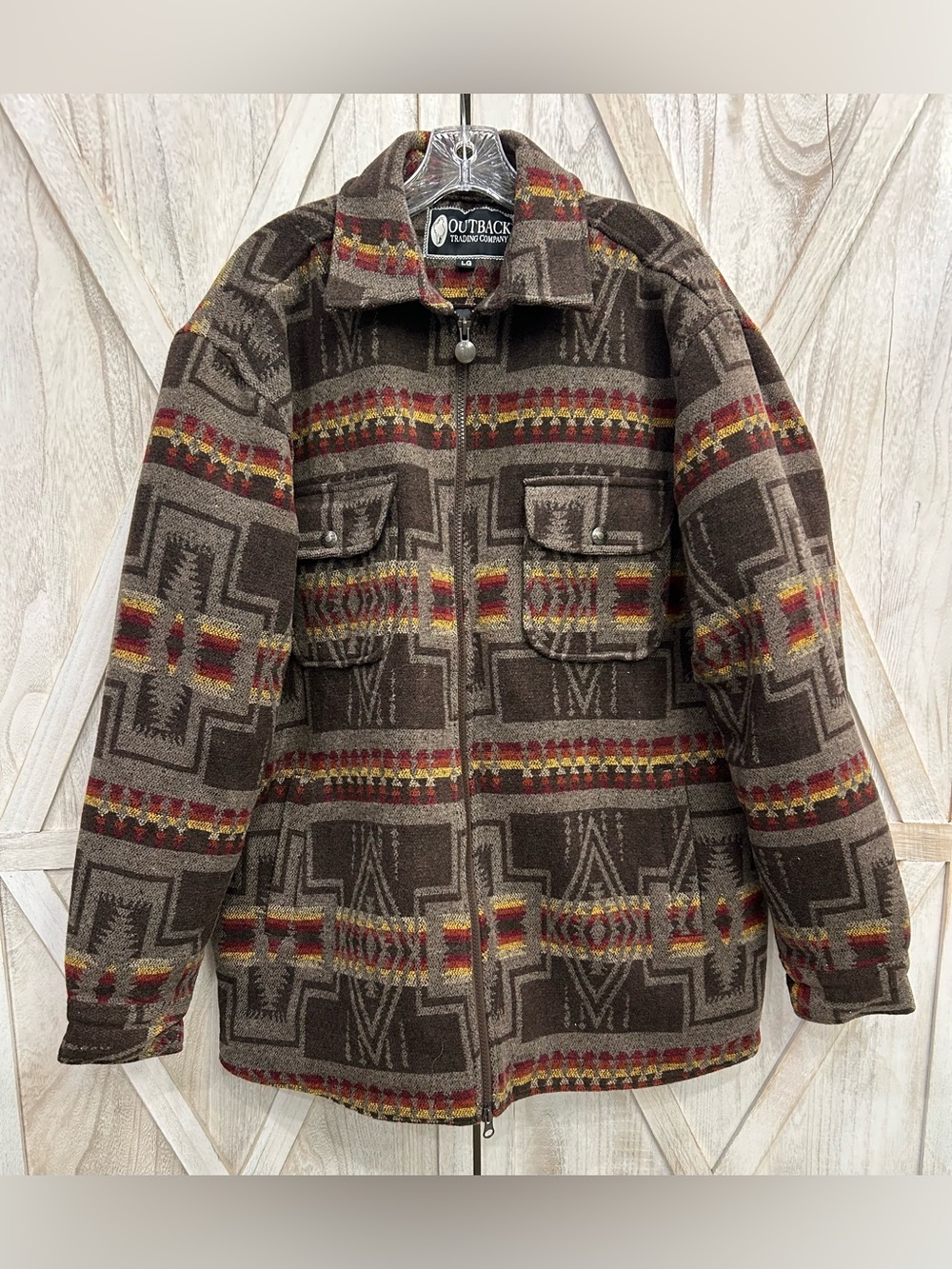 Outback Trading Company Koda Jacket Large Southwestern Aztec Wool Blend Western